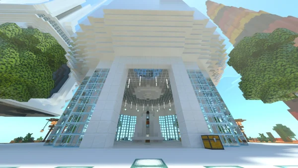 Minecraft world map schematic plot spawn server griefergames quartz modern large tower skyscraper ingame raytracing shader preview screenshot image