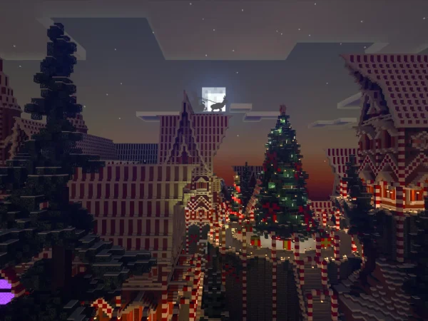 Minecraft world schematic Christmas 2024 raytracing RTX preview shader image screenshot